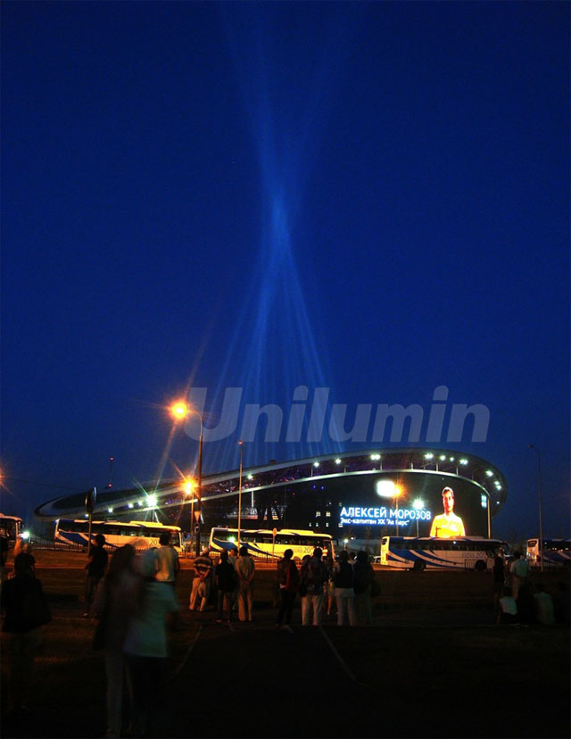 圖為:喀山大運會主體育館大型LED顯示屏